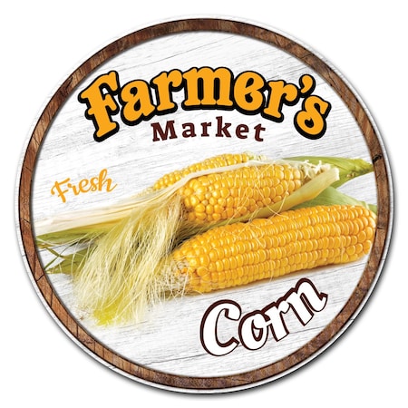 Signmission Farmers Market Corn Circle Rigid Plastic Sign, P-8-CIR-Corn P-8-CIR-Corn